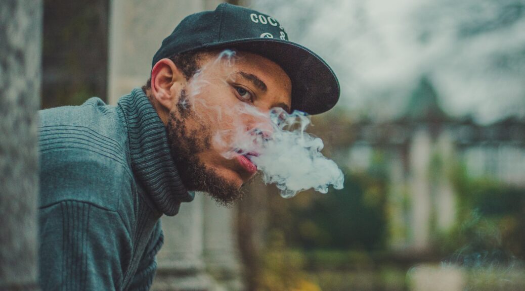 A man smoking cannabis